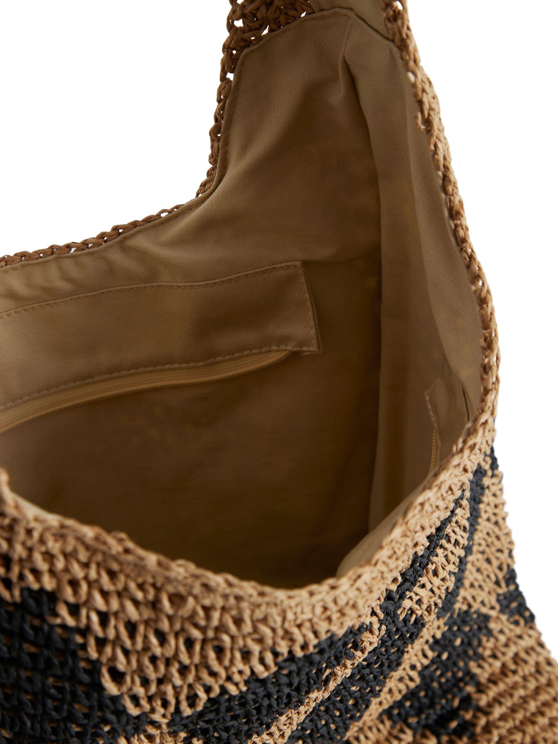 CHECK DESIGN JUTE WOVEN BEACH BAG