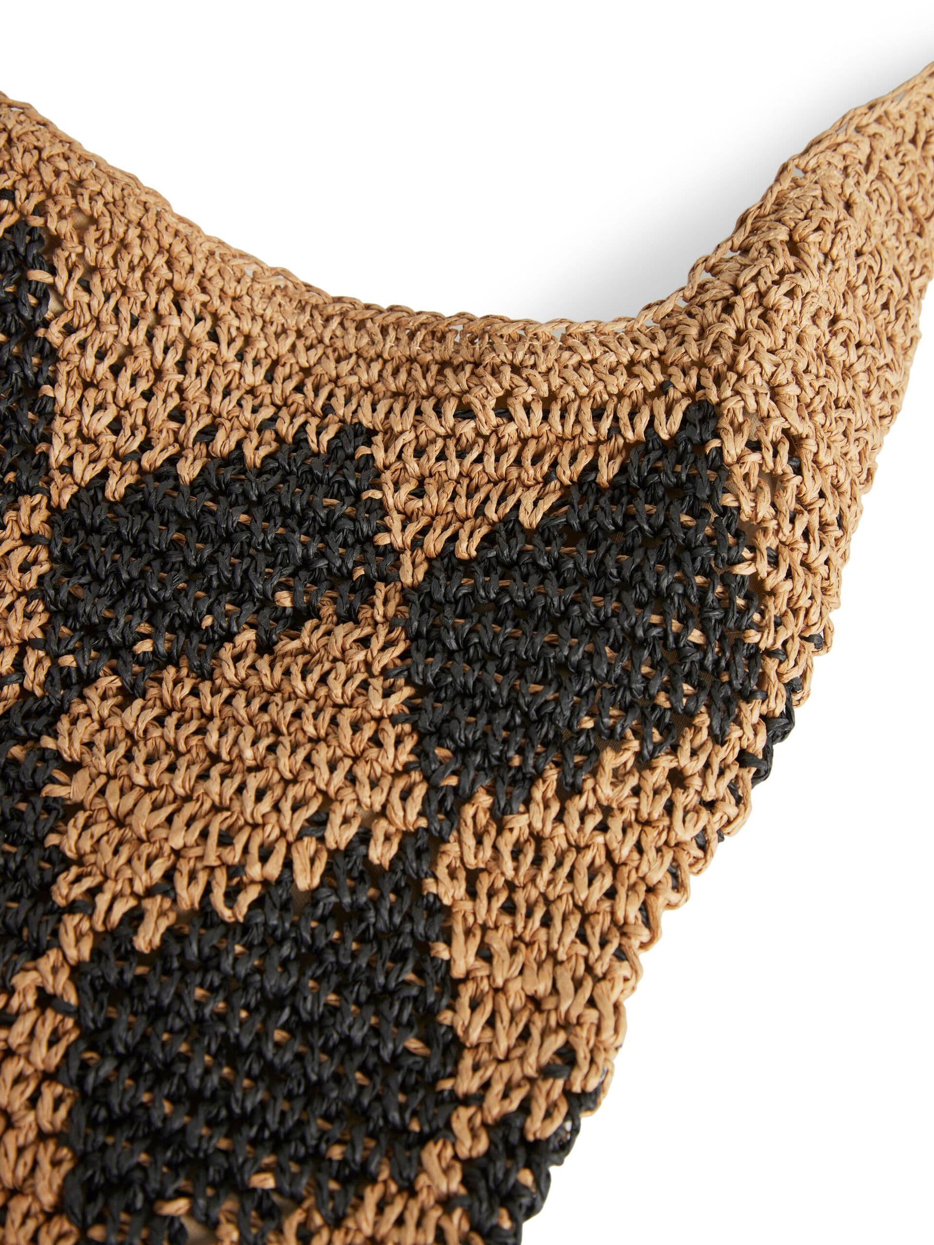 CHECK DESIGN JUTE WOVEN BEACH BAG