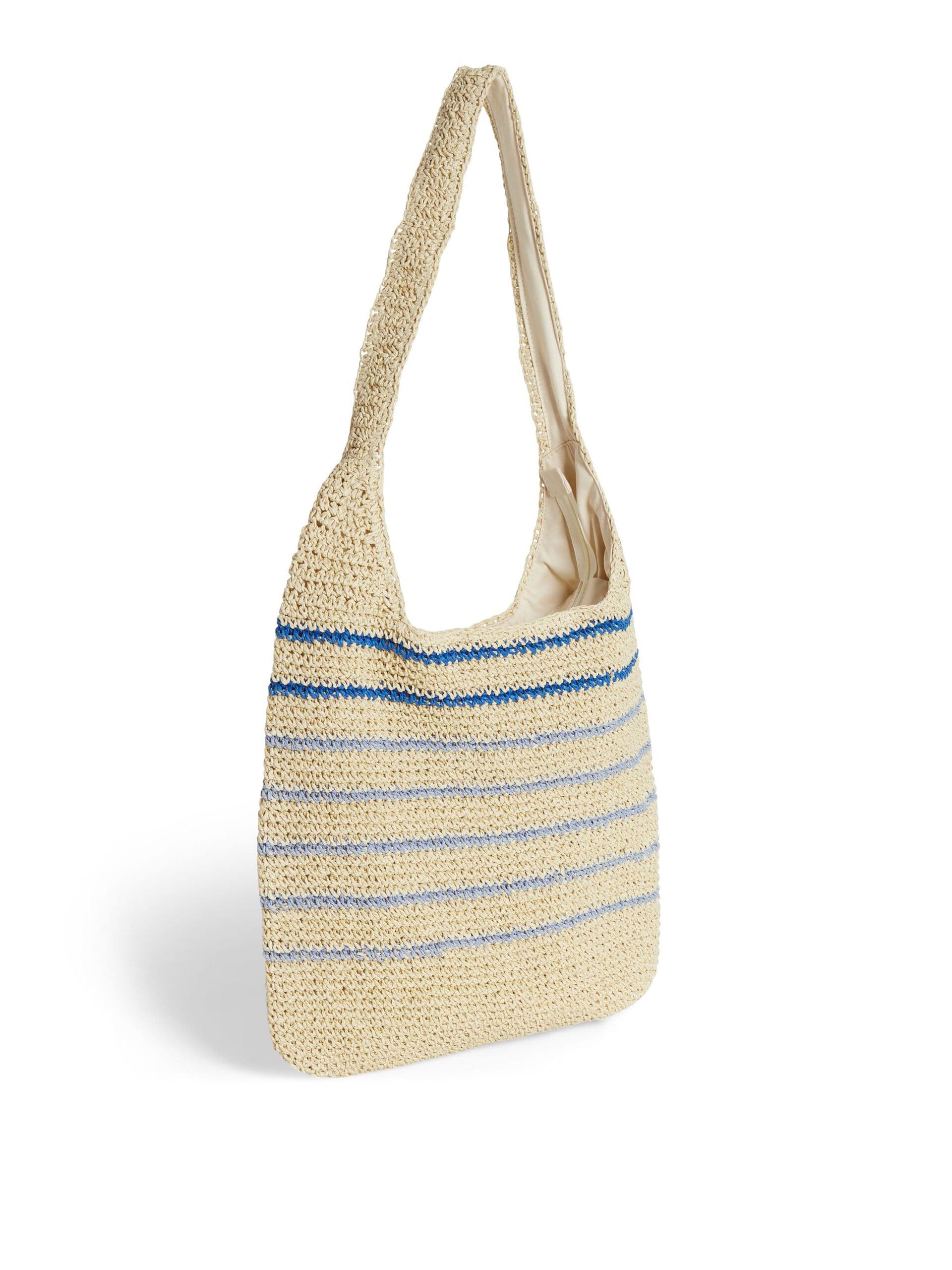 STRIPES DESIGN COTTON WOVEN BEACH BAG