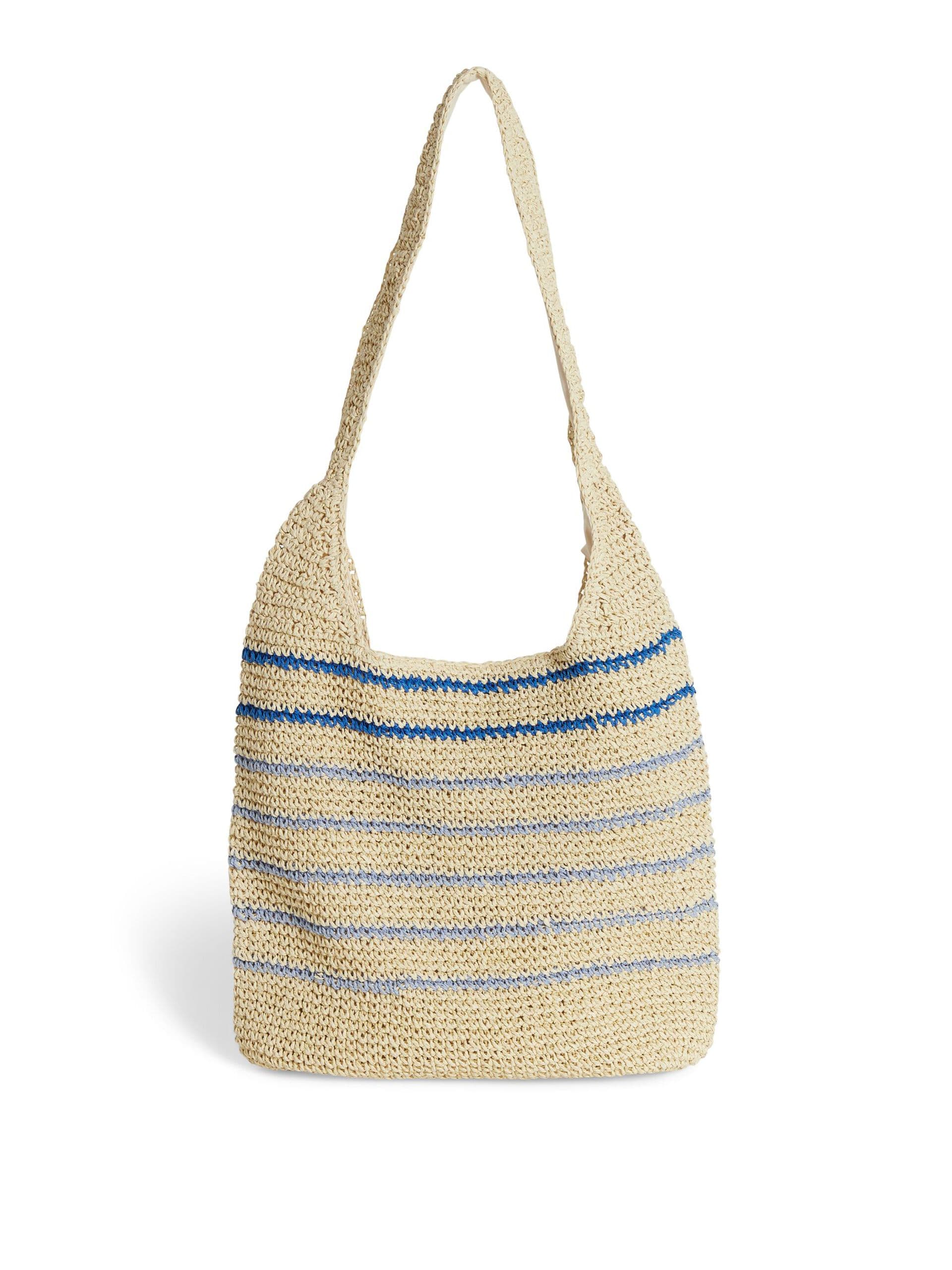 STRIPES DESIGN COTTON WOVEN BEACH BAG