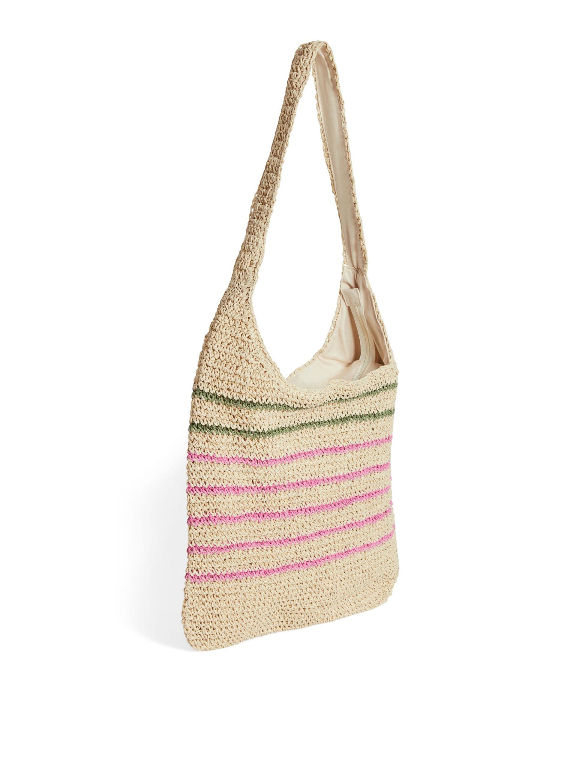 STRIPES DESIGN COTTON WOVEN BEACH BAG