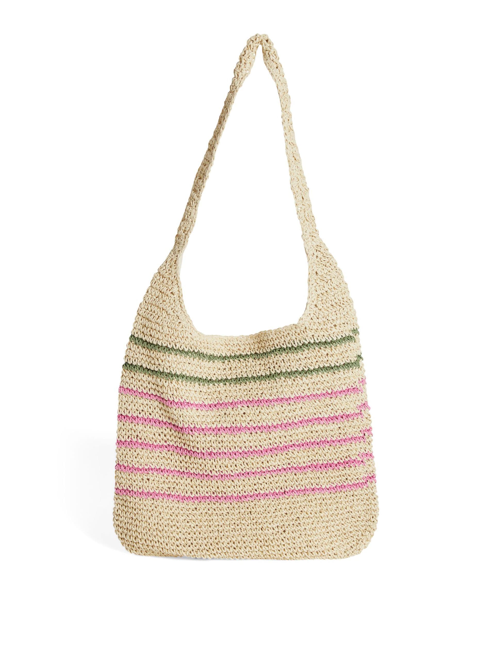 STRIPES DESIGN COTTON WOVEN BEACH BAG
