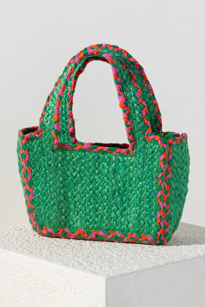 JUTE WOVEN SMALL TOTE BEACH BAG