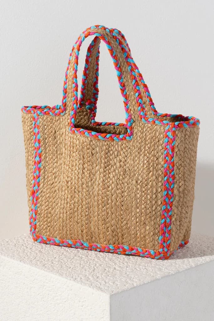JUTE WOVEN SMALL TOTE BEACH BAG