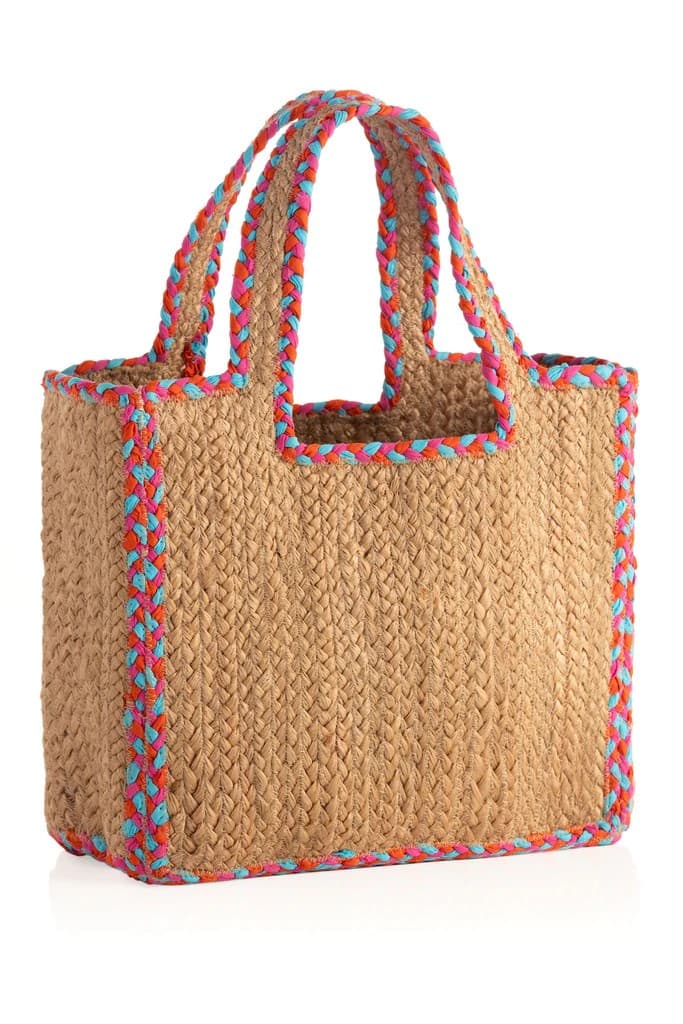 JUTE WOVEN SMALL TOTE BEACH BAG