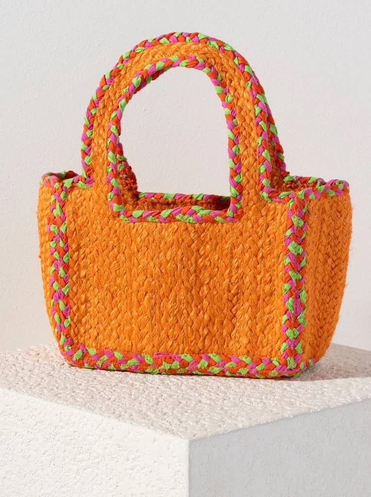 JUTE WOVEN SMALL TOTE BEACH BAG