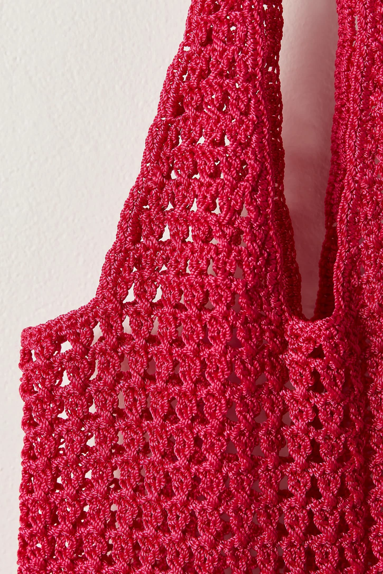 RED COTTON CROCHET TOTE BAG