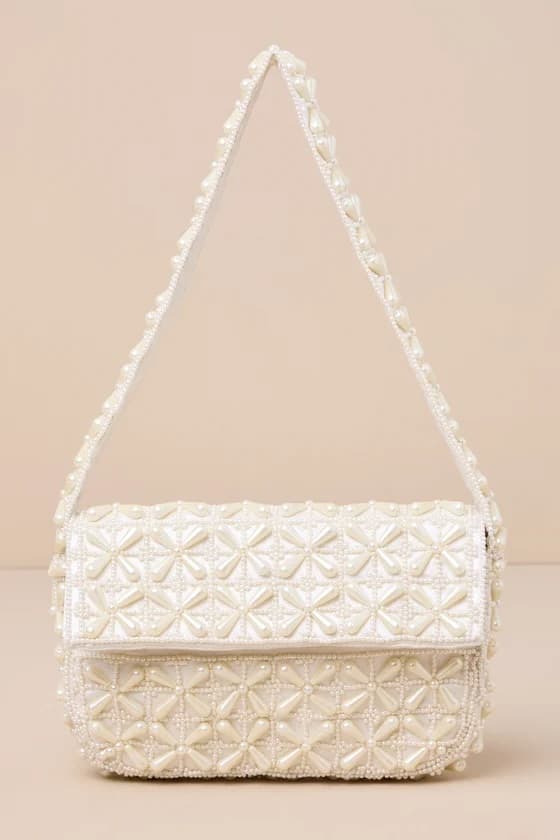IVORY PEARLS BEADED CLUTCH SLING BAG