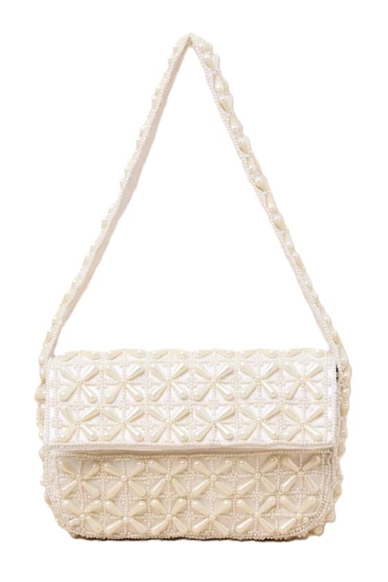 IVORY PEARLS BEADED CLUTCH SLING BAG