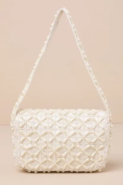 IVORY PEARLS BEADED CLUTCH SLING BAG