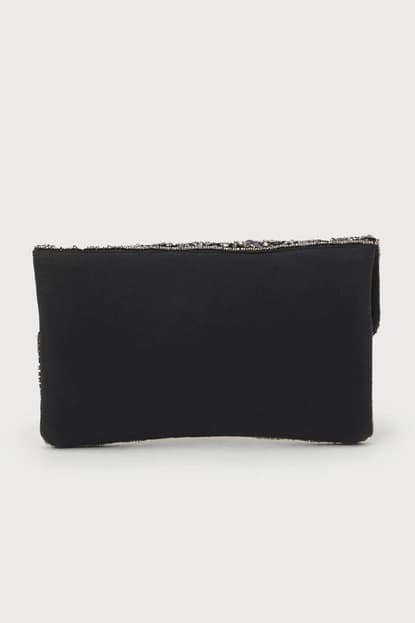 AESTHETIC BLACK SEQUIN BEADED SCALLOPED CLUTCH
