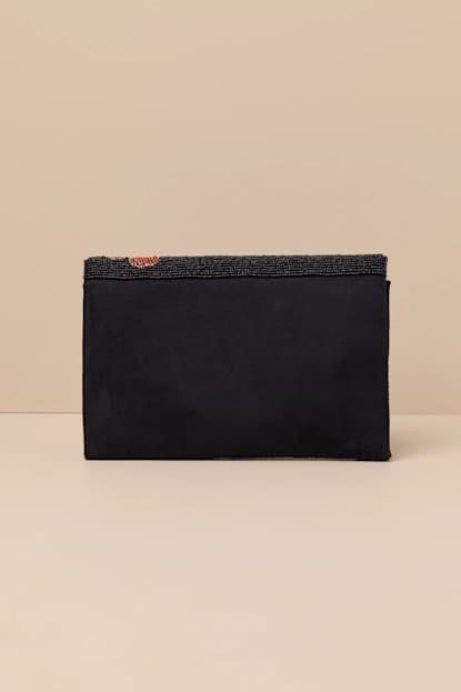 FLORAL BLACK BEADED CLUTCH
