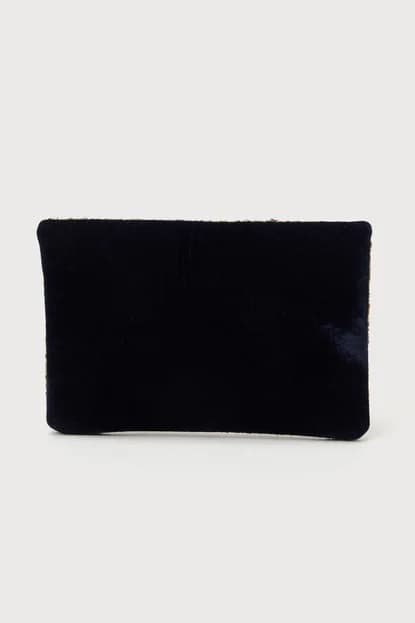 NAVY BLUE VELVET SEQUIN CLUTCH