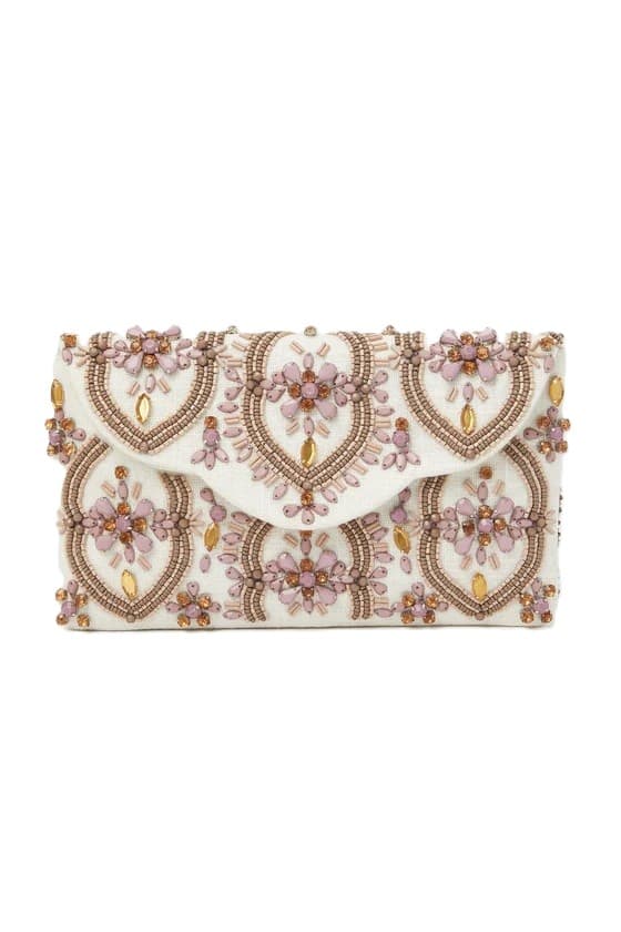 MAUVE RHINESTONE BEADED CLUTCH