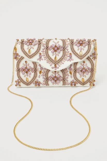 MAUVE RHINESTONE BEADED CLUTCH