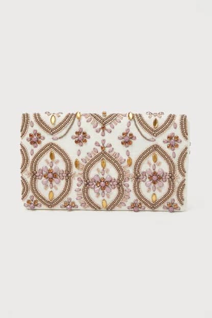 MAUVE RHINESTONE BEADED CLUTCH