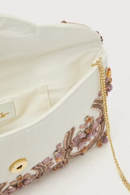 MAUVE RHINESTONE BEADED CLUTCH