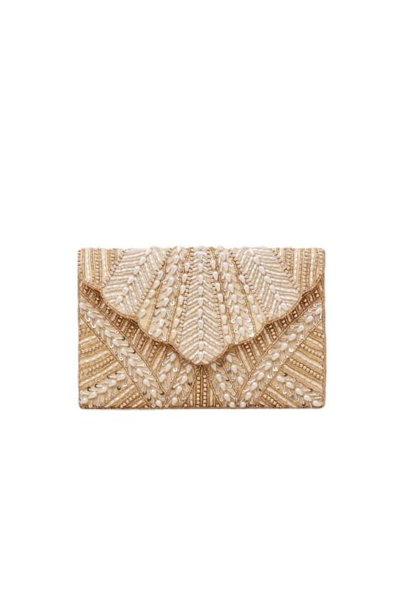 KENDA GOLD BEADED SCALLOPED CLUTCH