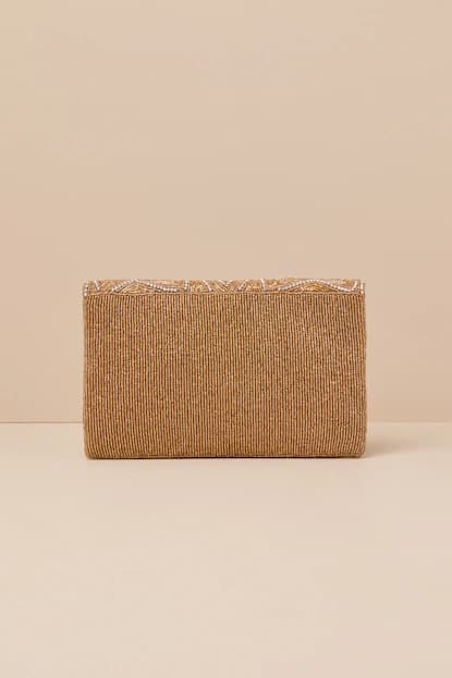 RHINESTONE GOLD BEADED CLUTCH