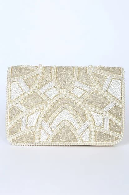 LOVE WHITE MULTI BEADED CLUTCH