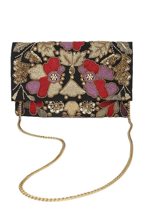 MULTI BLACK EMBROIDERED CLUTCH