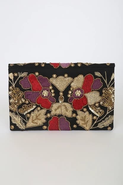 MULTI BLACK EMBROIDERED CLUTCH