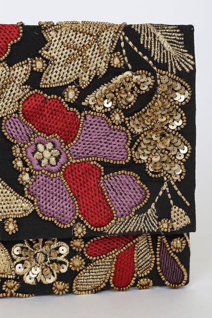 MULTI BLACK EMBROIDERED CLUTCH