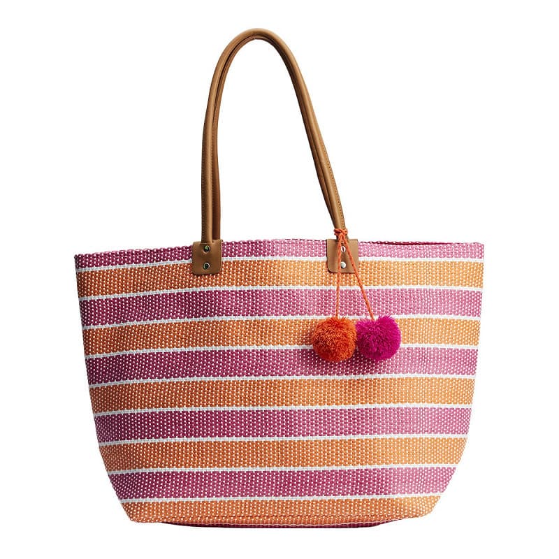 STRIPE PATTERN CANVAS TOTE BAG
