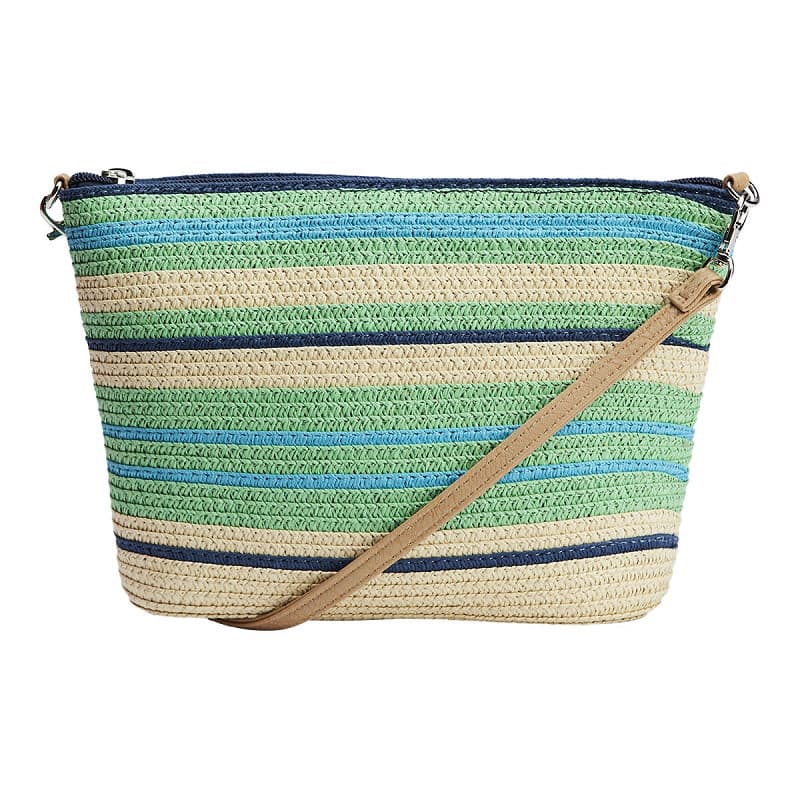 PAPER STRAW STRIPE DESIGN SLING BAG