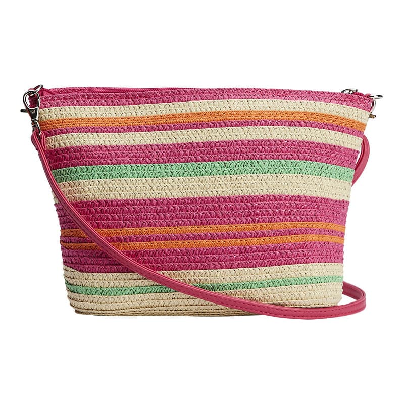 PAPER STRAW STRIPE DESIGN SLING BAG
