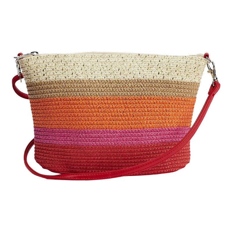 PAPER STRAW STRIPE DESIGN SLING BAG