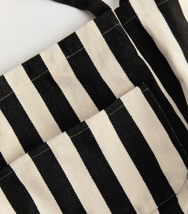BLACK STRIPE DESIGN SLOUCH TOTE BAG