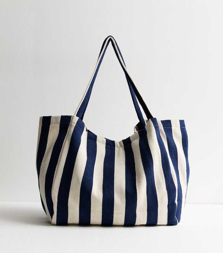 BLUE STRIPE DESIGN TOTE CANVAS BAG