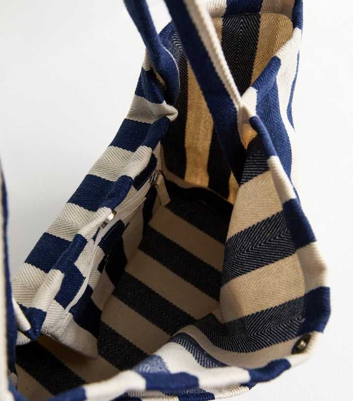 BLUE STRIPE DESIGN TOTE CANVAS BAG