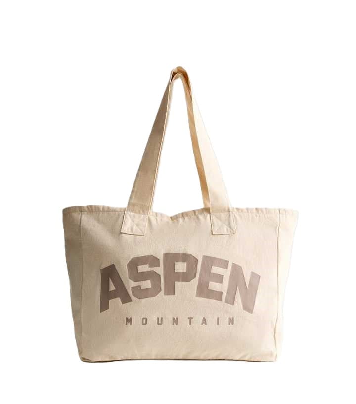 CREAM ASPEN PRINT CANVAS TOTE BAG