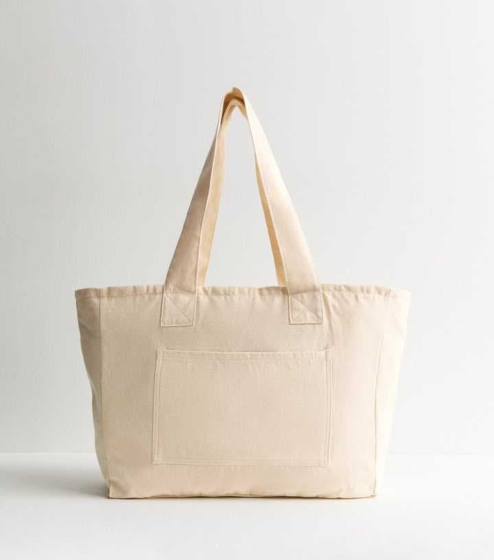 CREAM ASPEN PRINT CANVAS TOTE BAG