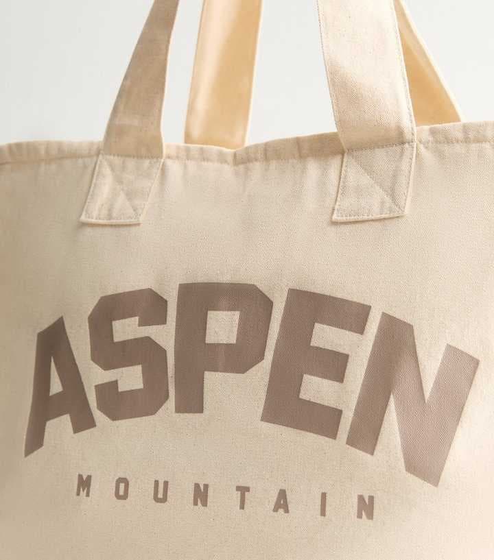 CREAM ASPEN PRINT CANVAS TOTE BAG