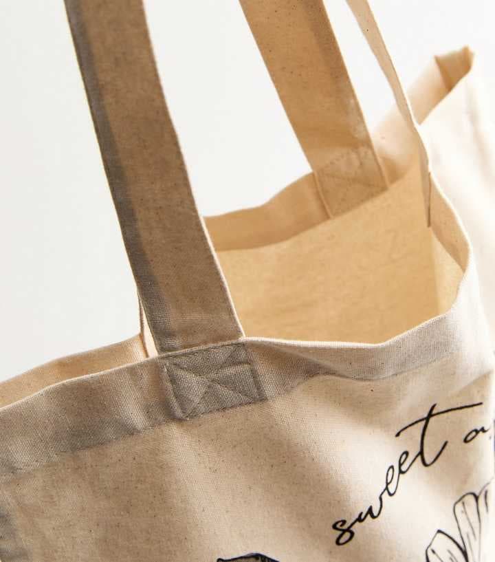 BEE PRINT NATURAL CANVAS TOTE BAG