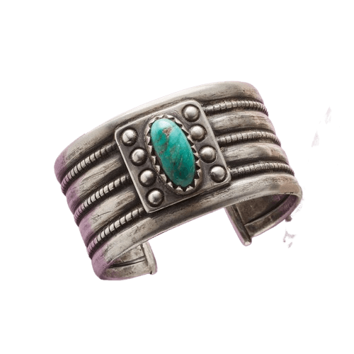 TURQ SILVER ANTIQUE METAL CUFF