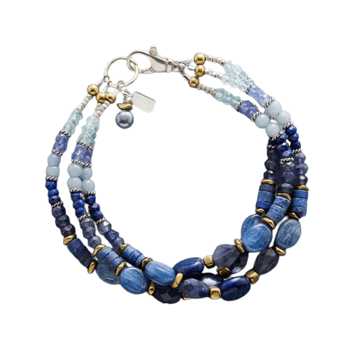BLUE MULTI GLASS BEADS BRACELET