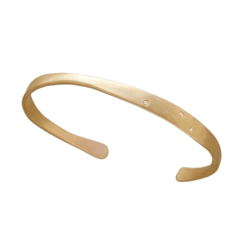 GOLD METAL CUFF BRACELET WITH RHINSTONE