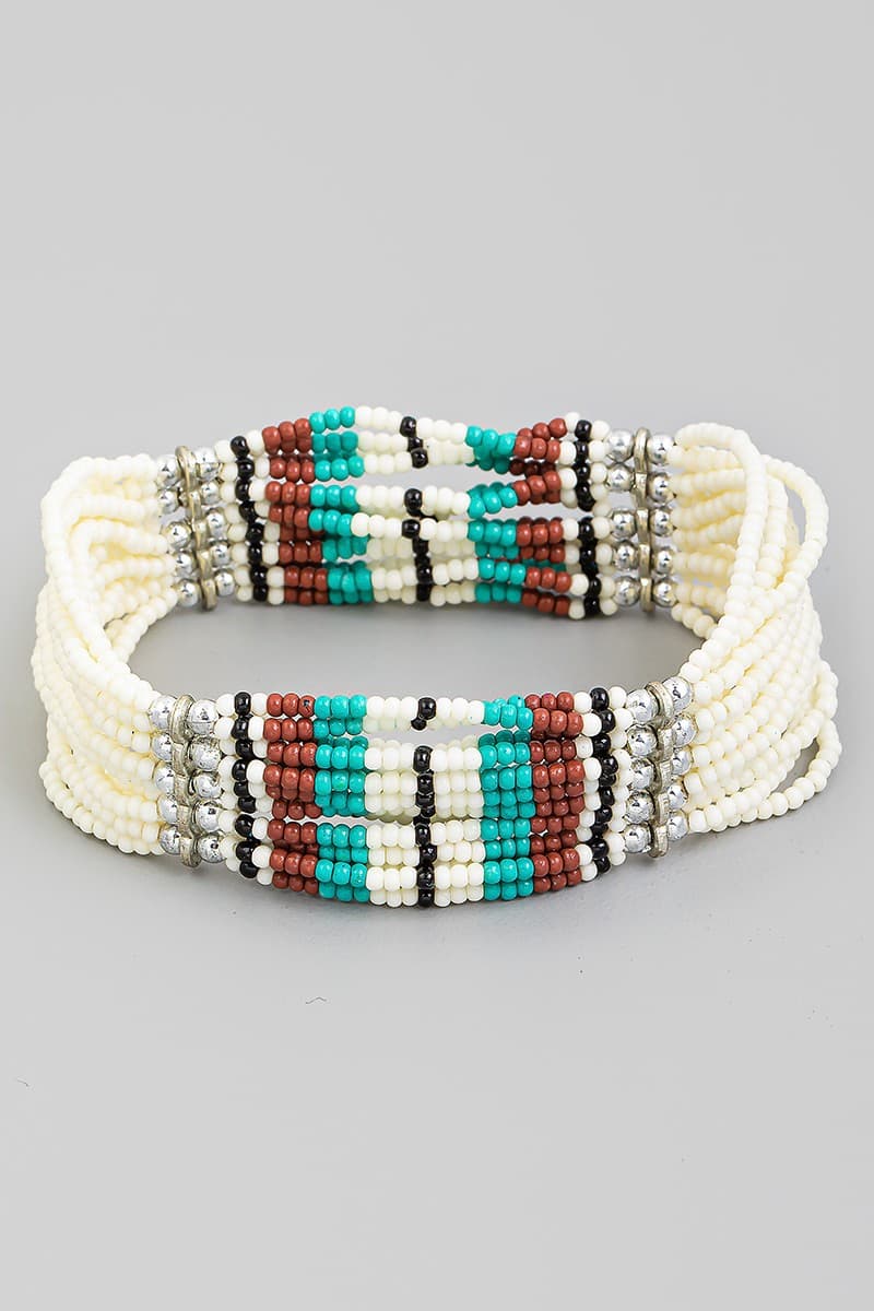 MULTI SEED BEADS BOHO STRECTH BRACELET