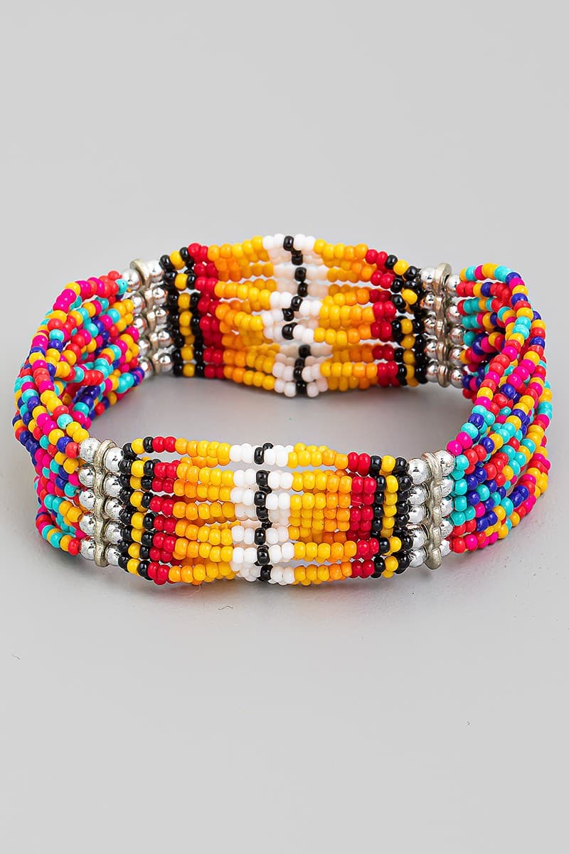 MULTI SEED BEADS BOHO STRECTH BRACELET