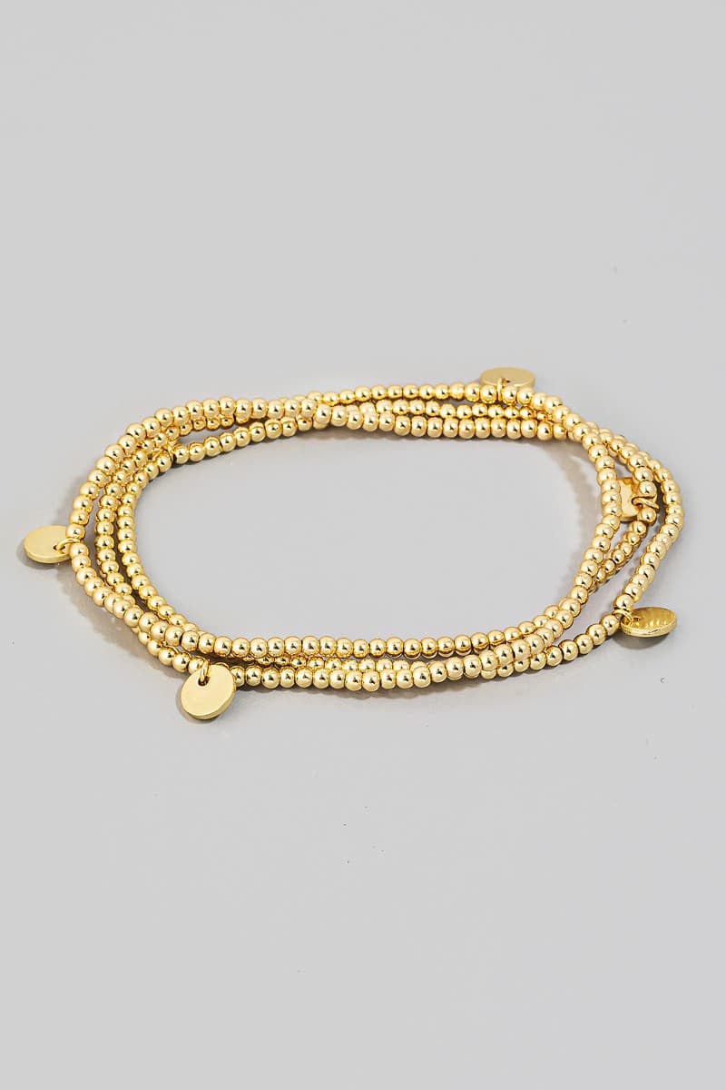COIN BEADED STRETCH BRACELET