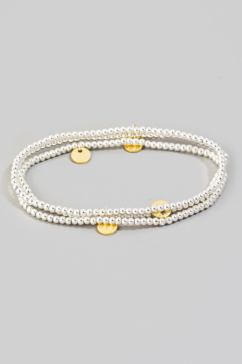 COIN BEADED STRETCH BRACELET