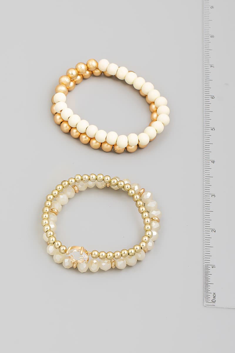 BEADED STRETCH BRACELET WITH CRYSTAL