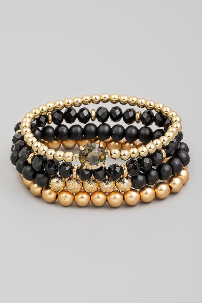 BEADED STRETCH BRACELET WITH CRYSTAL