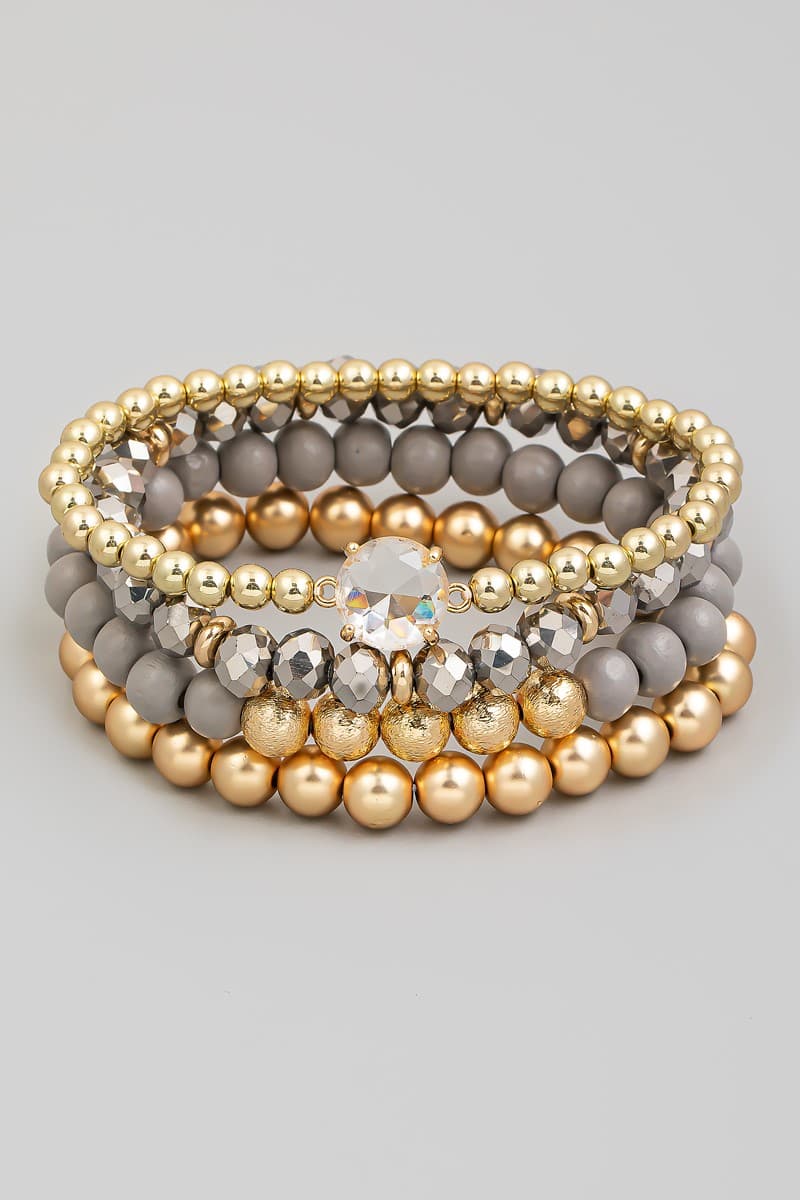 BEADED STRETCH BRACELET WITH CRYSTAL