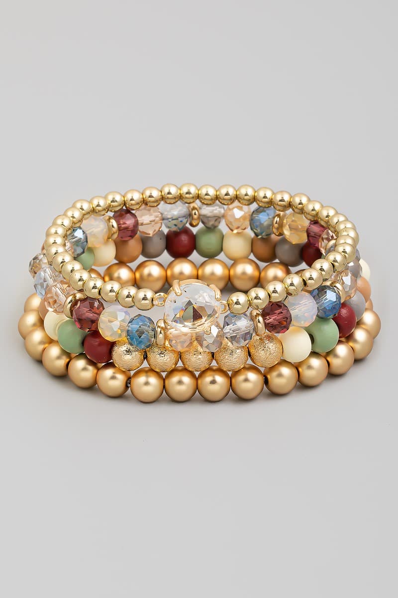 BEADED STRETCH BRACELET WITH CRYSTAL