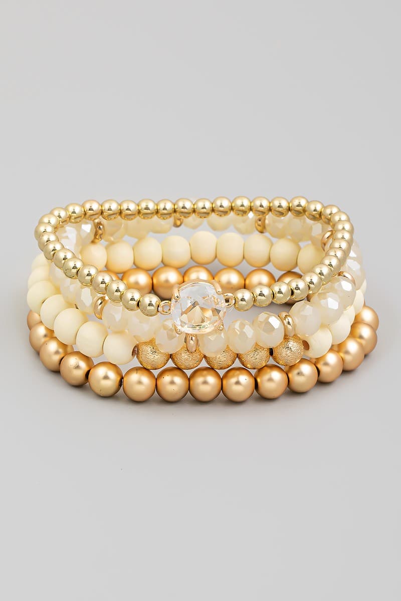 BEADED STRETCH BRACELET WITH CRYSTAL